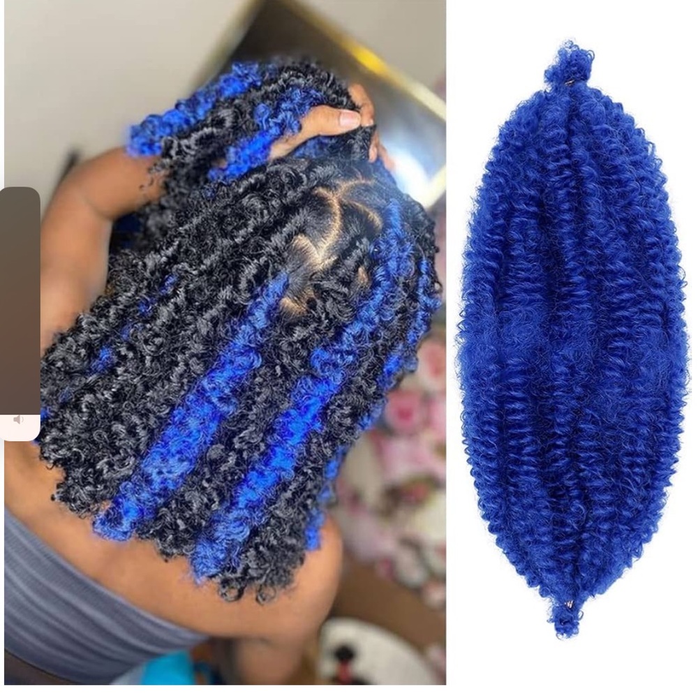 2 Packs of Blue BATISI Pre Fluffed Spring Twist Hair